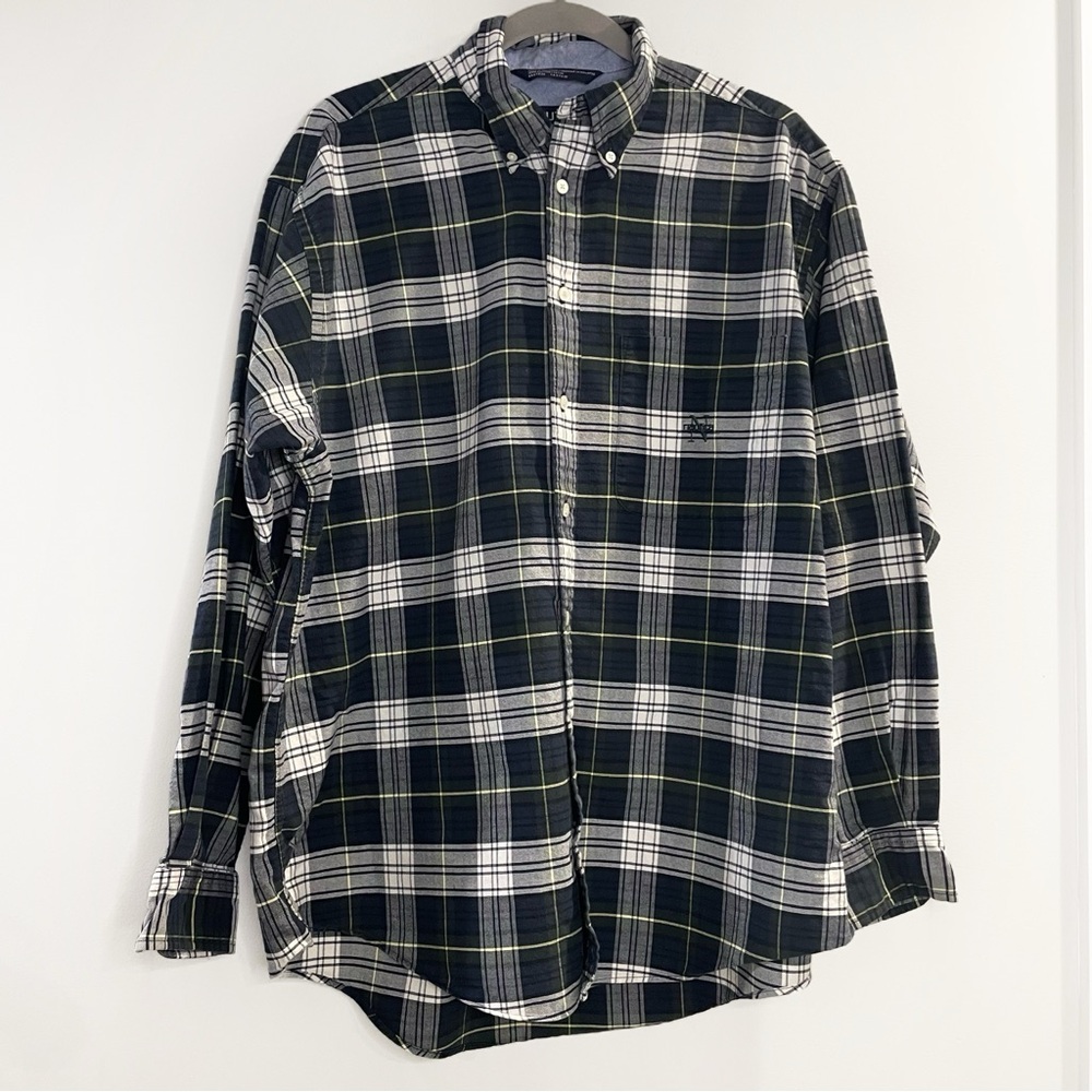 Nautica Plaid Button Down Shirt Large Preppy Coastal Dadcore Cotton Classic Fit